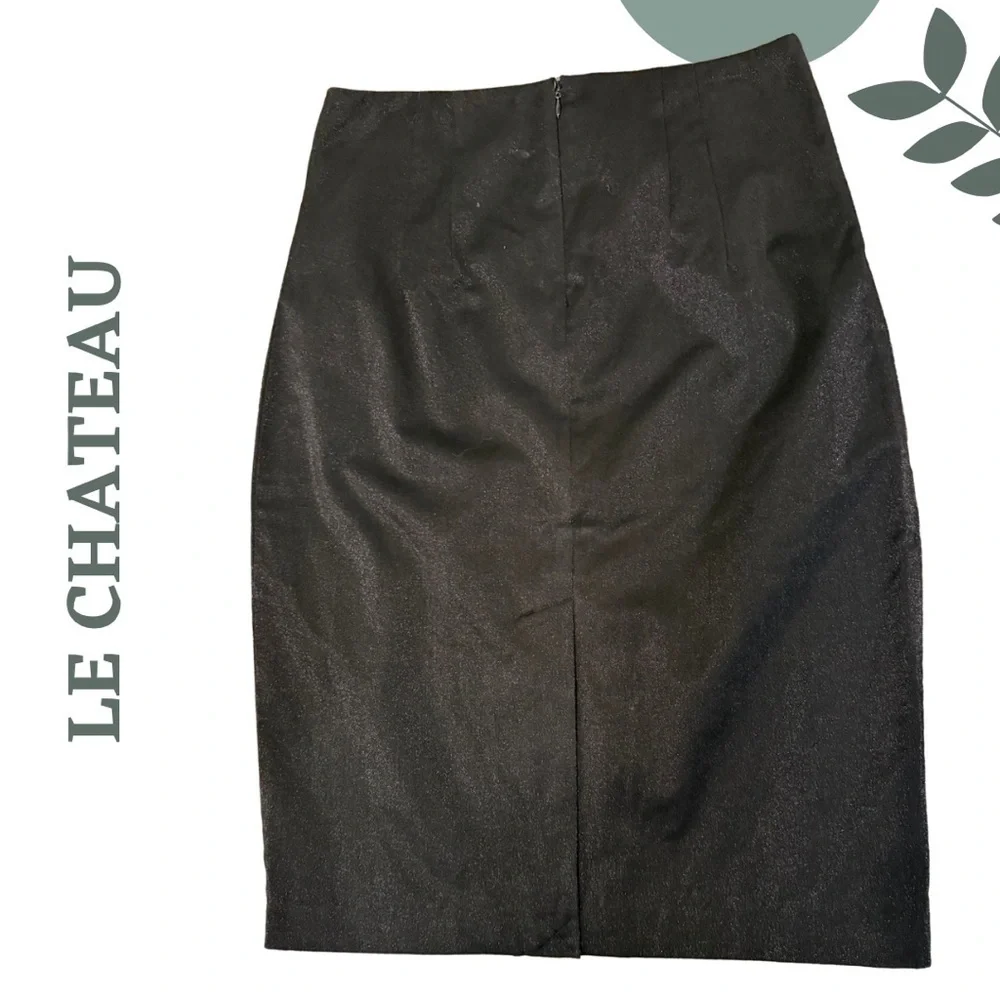 🛍️3/$40 LE CHÂTEAU Black Shimmer Pencil Skirt – Size 11/12 - Picture 2 of 4